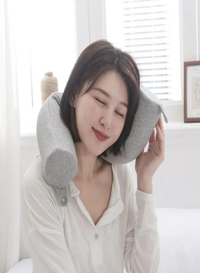 Aakarit Twist Memory Foam Travel Pillow - Cotton Cover - Travel Bag Included - Adjustable, Bendable Pillow for Neck, Head, Chin, Lumbar and Leg Support | Multicolour - Image 3