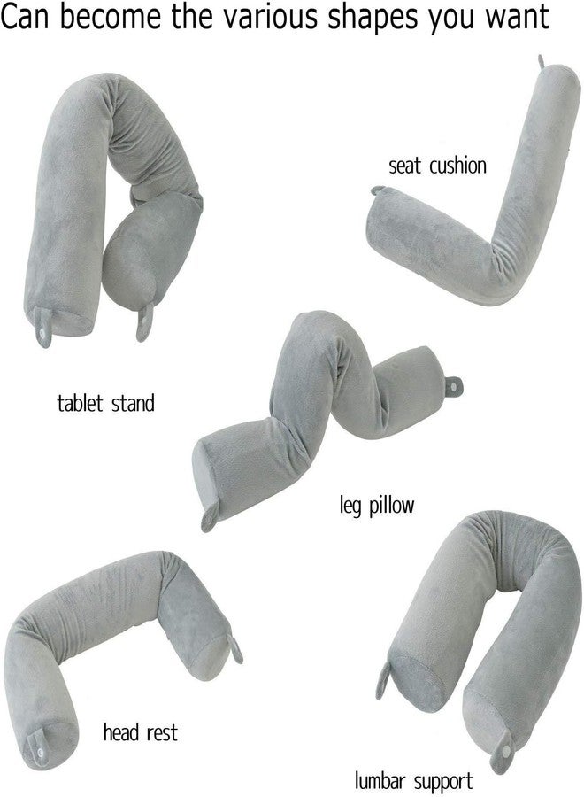 Aakarit Twist Memory Foam Travel Pillow - Cotton Cover - Travel Bag Included - Adjustable, Bendable Pillow for Neck, Head, Chin, Lumbar and Leg Support | Multicolour - Image 2