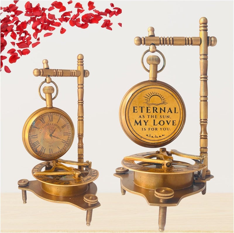 ALADEAN Eternal Love Anniversary Sundial Compass Gift for Him or Her Unique Gift for Husband Wife Men Wedding Anniversary 50th 40th 25th 20th 1st Year Celebration - Image 1