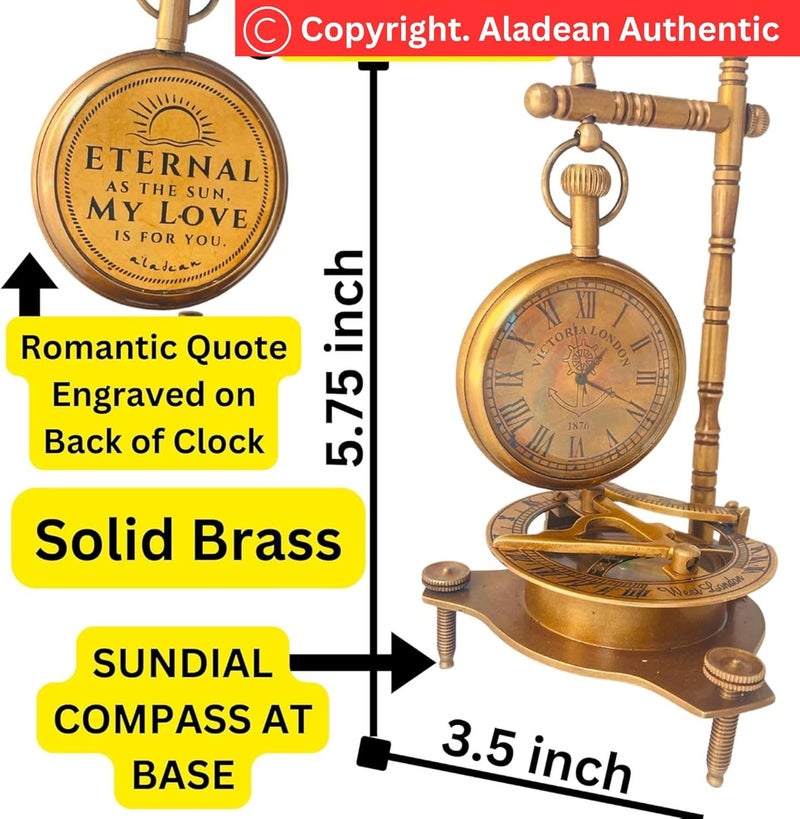 ALADEAN Eternal Love Anniversary Sundial Compass Gift for Him or Her Unique Gift for Husband Wife Men Wedding Anniversary 50th 40th 25th 20th 1st Year Celebration - Image 2