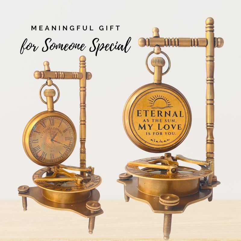 ALADEAN Eternal Love Anniversary Sundial Compass Gift for Him or Her Unique Gift for Husband Wife Men Wedding Anniversary 50th 40th 25th 20th 1st Year Celebration - Image 5
