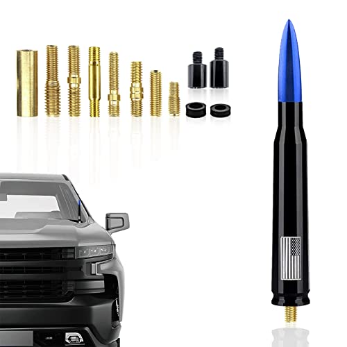 Ajxn 1 PC Car Truck Bullet Antenna, Automobile Antenna Mast, Suitable for GM Chevy Silverado 1500 3500 HD Avalanche GMC Sierra 1500 3500 Denali Heavy Duty Pickup Trucks Accessories (Blue) - Image 1