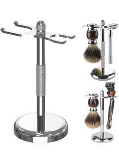 Linkidea Linkidea Razor and Brush Stand Holder Deluxe Mens Stainless Steel Shaving Brush Hanger Base Shaver Kit Organizer for Bathroom Shower Compatible with Fusion 5 ProShield Silver 