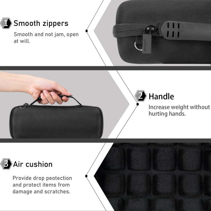 Co2Crea co2CREA Hard Travel Case Replacement for JBL Flip 6 FLIP 5 Waterproof Portable Bluetooth Speaker (Black Case + Inside Black)  - Image 3