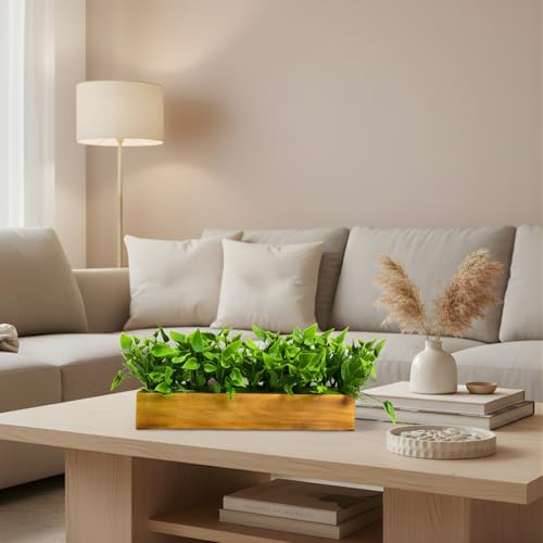 fancymart Artificial Gardenia Plant Bunch in Wood Planter, Home and Office Decor Plants for Decoration, Realistic Green Decorative for Interior, Living Room, Office Desk -8136 - Image 2