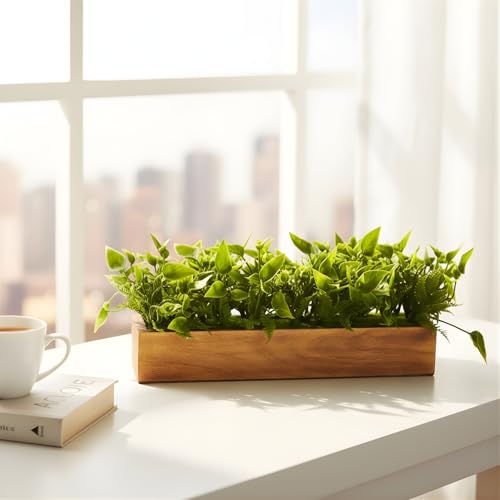 fancymart Artificial Gardenia Plant Bunch in Wood Planter, Home and Office Decor Plants for Decoration, Realistic Green Decorative for Interior, Living Room, Office Desk -8136 - Image 4
