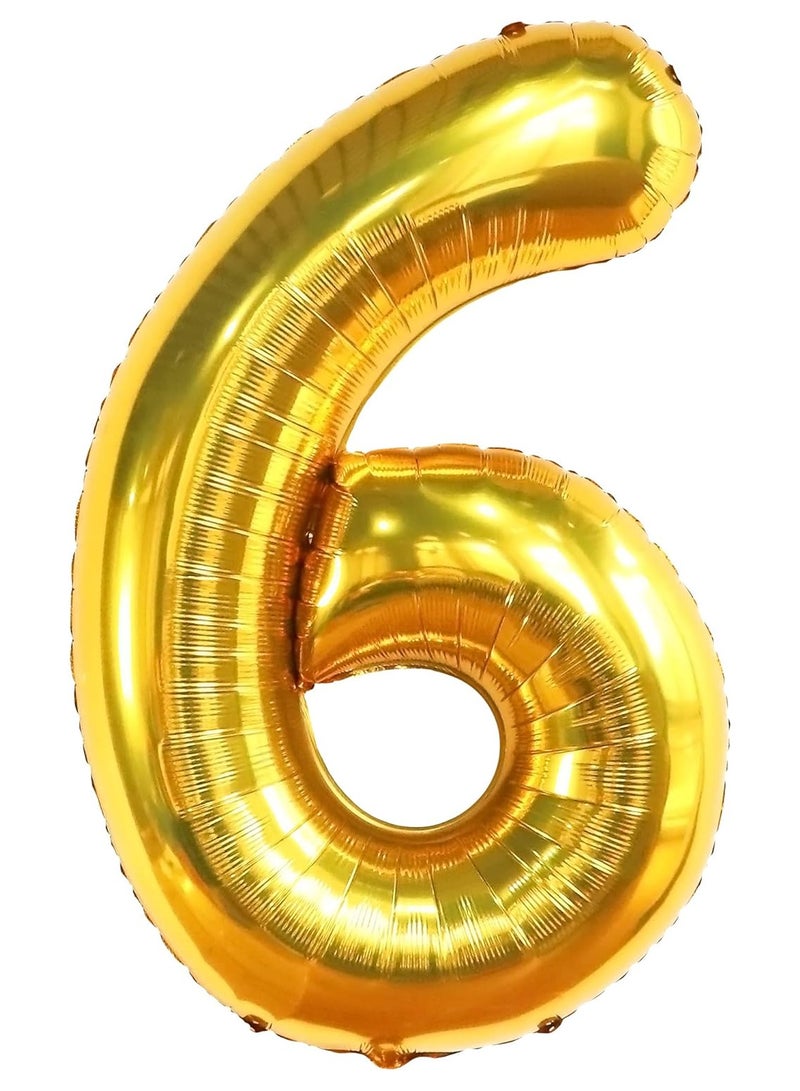 KATCHON Gold Number 6 Balloon for 6th Birthday Decorations - Image 1
