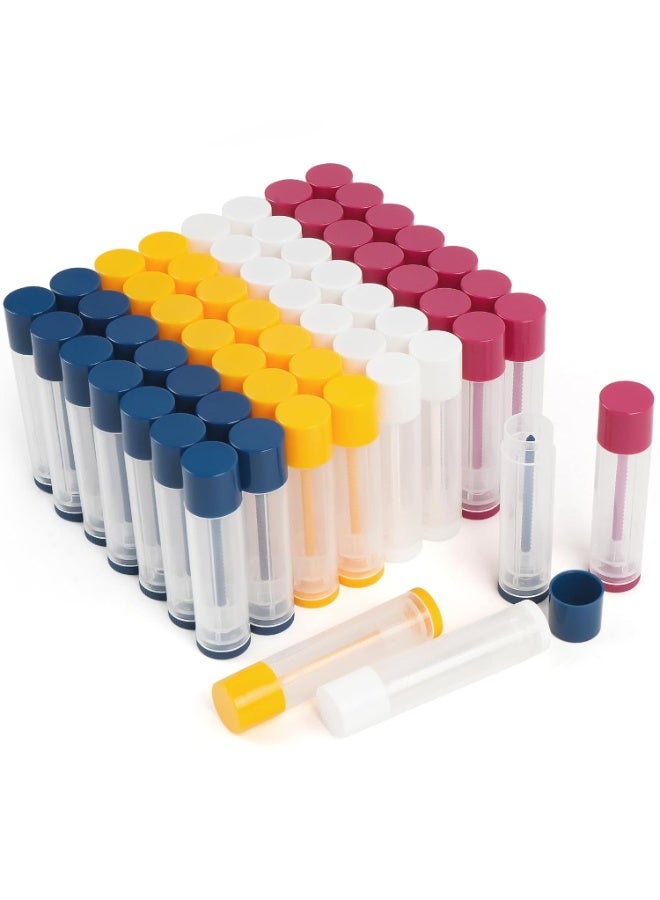 LotFancy LotFancy Lip Balm Tubes, 60 Empty, 5.5ml, Clear Plastic Containers with 4 Color Caps, BPA Free, Leak Free, Refillable (Yellow White Blue Red) - Image 4
