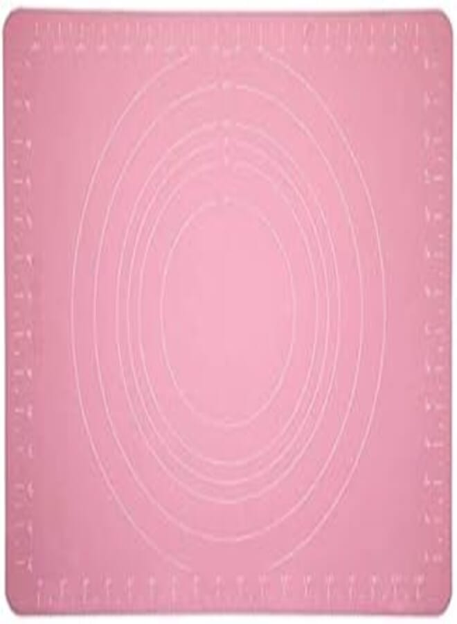 IQILANY 50x40cm Large Silicone Mat with Measurements,for Baking,Sugar craft,Fondant,Pastry,Icing Cake,Clay - Pink