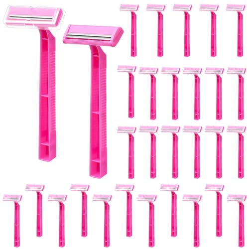 KFPPLXQ 30 Count Women's Disposable Razors, Twin Blade Shaving Razor Pink Stainless Steel Women's Disposable Razors for Men Women Camping Traveling Home - Image 1