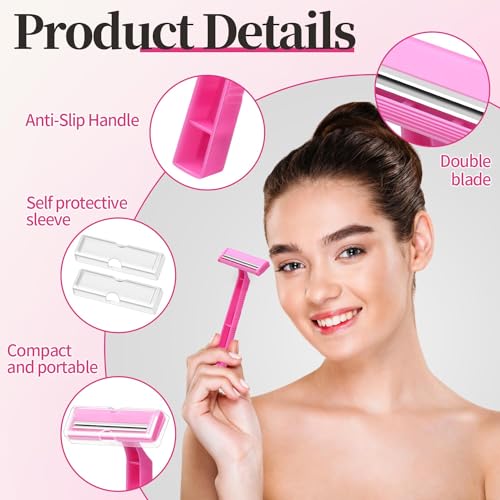 KFPPLXQ 30 Count Women's Disposable Razors, Twin Blade Shaving Razor Pink Stainless Steel Women's Disposable Razors for Men Women Camping Traveling Home - Image 3