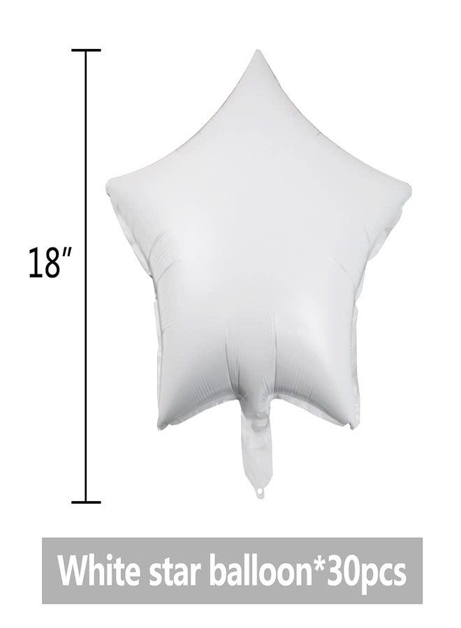 بيشيدا مجموعة بيشيدا من 30 بالون نجمة بيضاء مقاس 18 بوصة، بالونات فويل، بالونات مايلر، مثالية لحفلات أعياد الميلاد، حفلات الزفاف، عيد الحب، حفلات الخطوبة، الكريسماس، وخلفيات حفلات استقبال المولود الجديد. - Image 2
