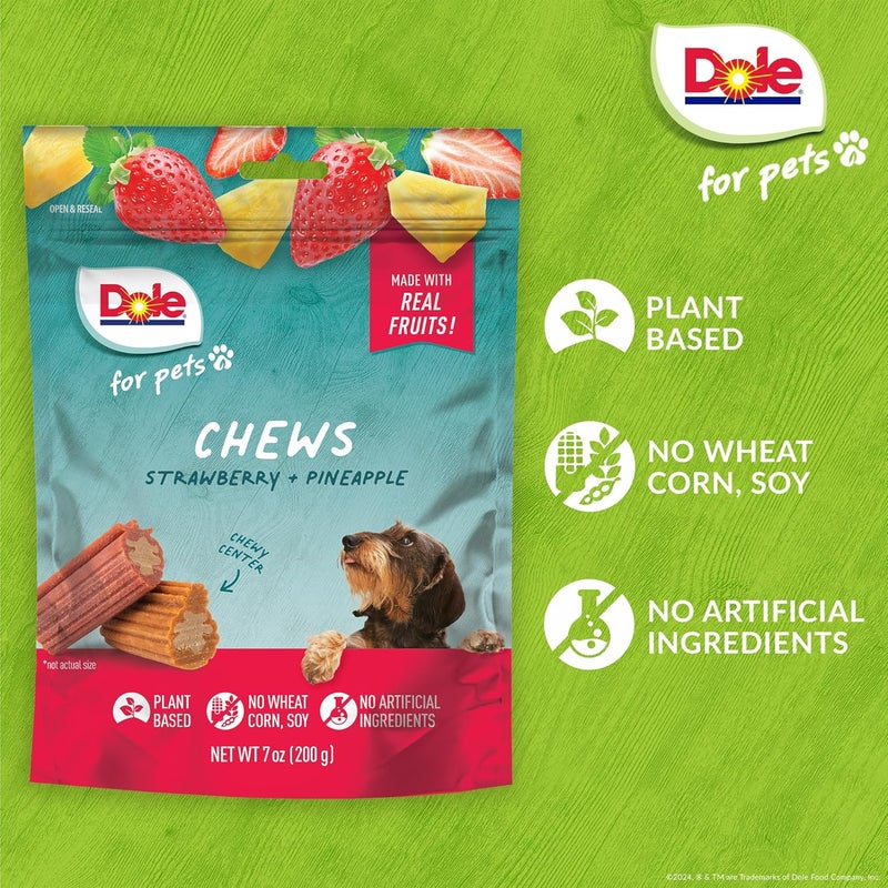 Dole for Pets Freshly Fetched Dog Chews, Assorted Strawberry & Pineapple Flavor Dog Treats, 7oz | Flavored with Real Fruits, No Wheat, Corn, Soy, Artificial Flavors, Colors, or Preservatives - Image 4