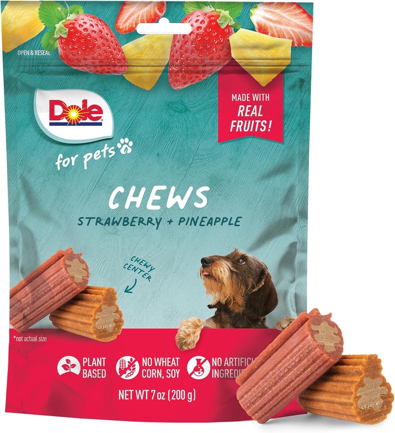 Dole for Pets Freshly Fetched Dog Chews, Assorted Strawberry & Pineapple Flavor Dog Treats, 7oz | Flavored with Real Fruits, No Wheat, Corn, Soy, Artificial Flavors, Colors, or Preservatives - Image 1