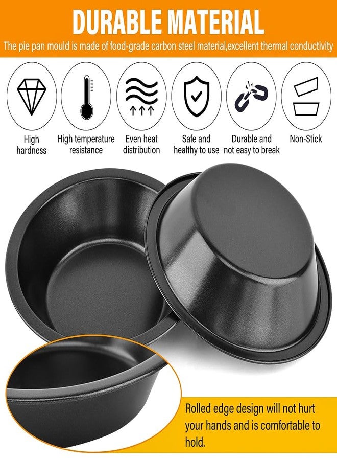 CALIDAKA 12 Pack Mini Pie Pans 5 Inch Reusable Round Pie Tins Nonstick Small Pie Pans Carbon Steel Round Pie Tins Small Pie Pans Individual Pie Tins for Baking Dessert(COLOR:Black) - Image 5