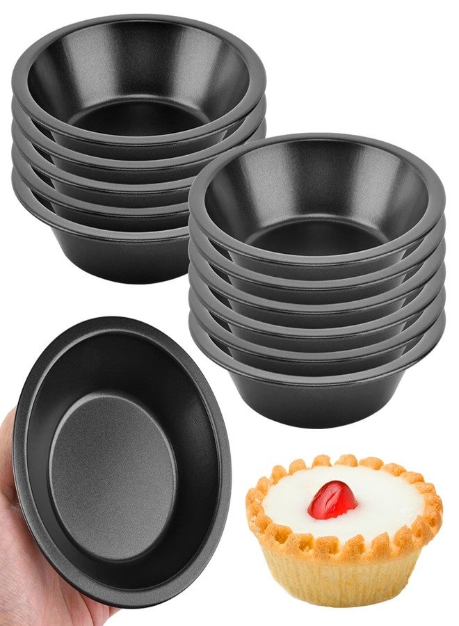 CALIDAKA 12 Pack Mini Pie Pans 5 Inch Reusable Round Pie Tins Nonstick Small Pie Pans Carbon Steel Round Pie Tins Small Pie Pans Individual Pie Tins for Baking Dessert(COLOR:Black) - Image 1
