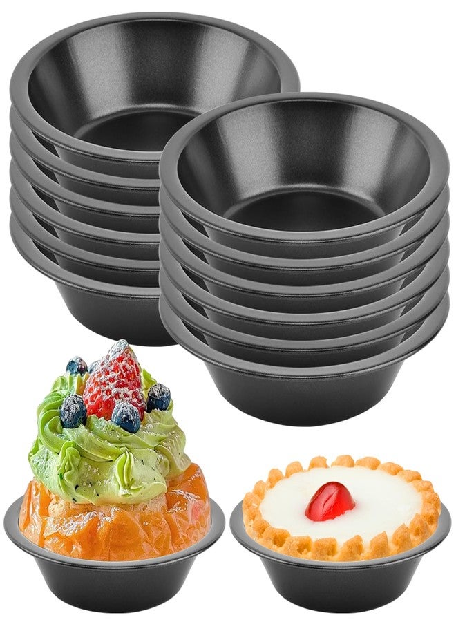 CALIDAKA 12 Pack Mini Pie Pans 5 Inch Reusable Round Pie Tins Nonstick Small Pie Pans Carbon Steel Round Pie Tins Small Pie Pans Individual Pie Tins for Baking Dessert(COLOR:Black) - Image 4