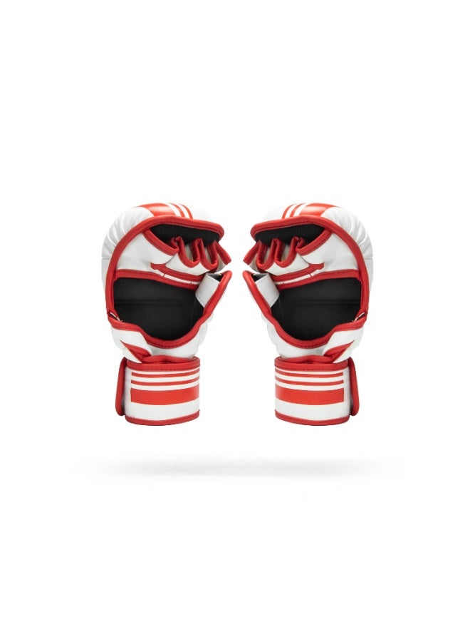 Sanabul Core 7oz MMA Gloves for Men & Women, Hybrid MMA Martial Arts, Sparring Grappling Training, Padded Kick Boxing Gloves, White/Red - Image 2