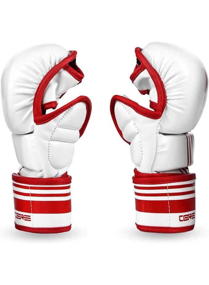 سنابول قفازات سنابول كور MMA للرجال والنساء، ٧ أونصة، فنون قتالية مختلطة MMA، تدريب على السجال والمصارعة، قفازات كيك بوكسينغ مبطنة، أبيض/أحمر - Image 4