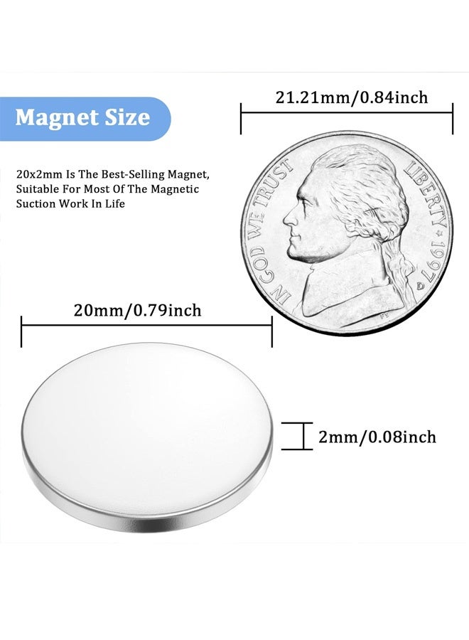 20 Pcs Strong Neodymium Magnets, Round Rare Earth Heavy Duty, Small Fridge Magnets for Craft, Office, DIY, Cabinet, Scientific - 0.79x0.08 inch - Image 2