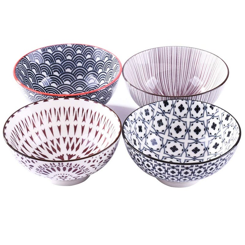 BOSILI 4.5 Inch Japanese Rice Bowl Set of 4 Ceramic Sushi Bowls Suitable for Dessert Snacks Cereal Soup Sauce - Image 1