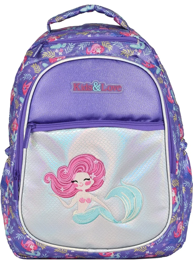 Elatae Multi-Eye Waterproof Nano Fabric Girl Child Mermaid Patterned Primary School Bag L5097