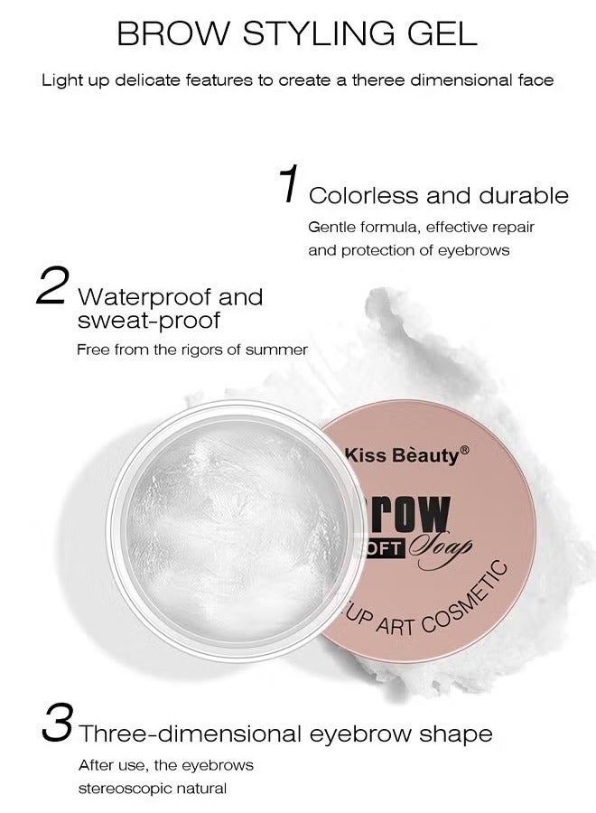Kiss Beauty Eyebrow Soap Kit, Transparent Long-lasting Waterproof, 3D Brows Styling Soap, Shaping Gel Eyebrow Styling Hair Conditioner and Eyebrow Brush  - Image 3