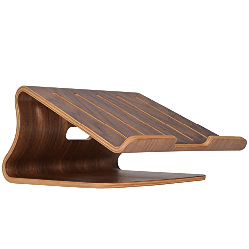 SAMDI Wooden Laptop StandLaptop Holder StandLaptop Stand WoodenWood Laptop Stand for DeskCompatible with Most Laptops Heat Dissipation ShelfWalnut - Image 1
