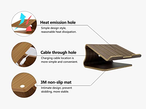 SAMDI Wooden Laptop StandLaptop Holder StandLaptop Stand WoodenWood Laptop Stand for DeskCompatible with Most Laptops Heat Dissipation ShelfWalnut - Image 3