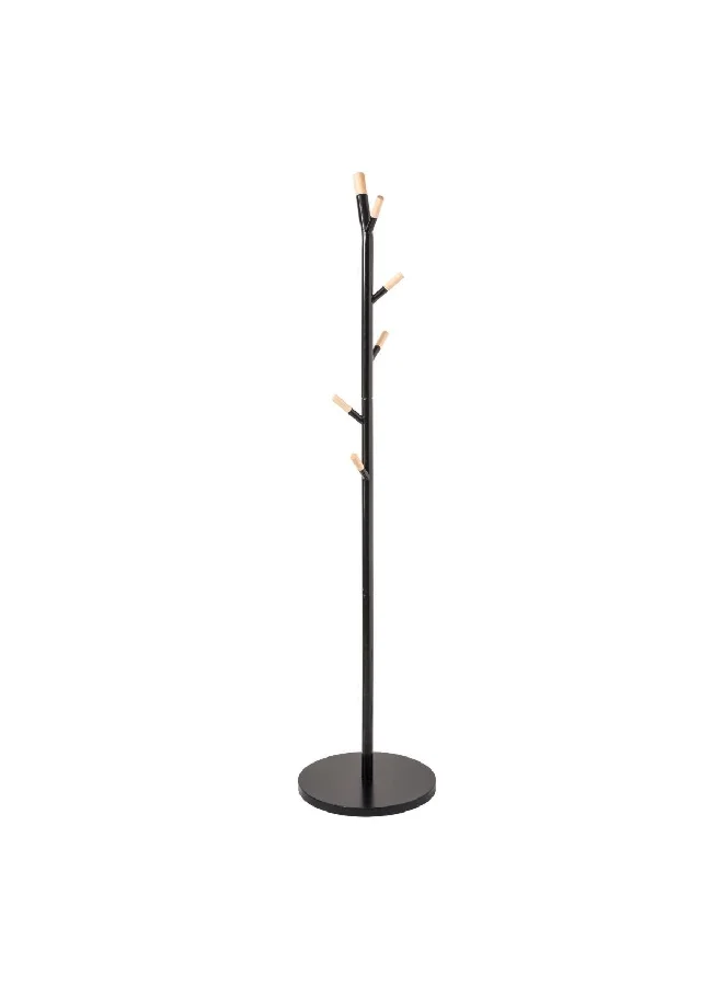 Five Simply Smart 6-Hook Metal and Wood Coat Rack Black and Brown 175.5 x 40 x 40 cm 138934A