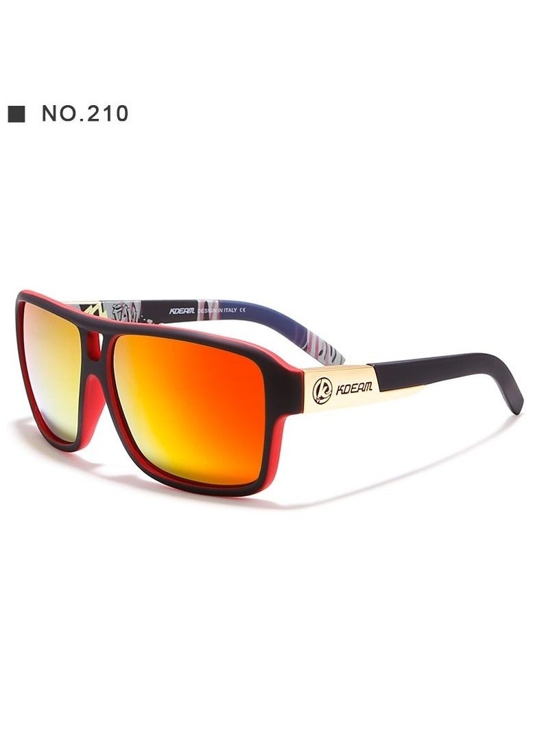 kdeam New square sports polarized sunglasses for Instagram trends, large-frame cycling glasses with dazzling colors from Europe and America, polarized lenses, fashionable sunglasses for both men and women - Image 1