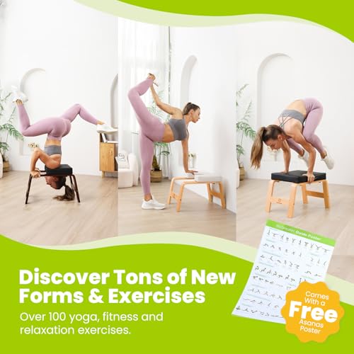 BODYWAKER Yoga Headstand Bench, Stand Yoga Chair for Balance Training, Core Strength Building, Upside Down Chair for Relaxation, Handstand Trainer Inversion Chair for Home Gym (Wood Black) - Image 5