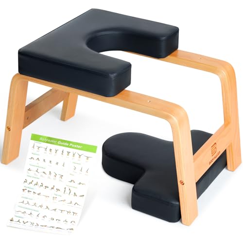 BODYWAKER Yoga Headstand Bench, Stand Yoga Chair for Balance Training, Core Strength Building, Upside Down Chair for Relaxation, Handstand Trainer Inversion Chair for Home Gym (Wood Black) - Image 1
