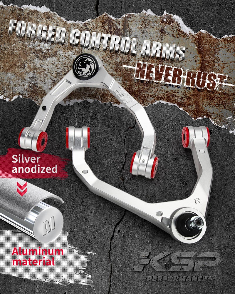 KSP PERFORMANCE ذراع التحكم العلوي المصنوع من الألمنيوم KSP لسيارات سيلفرادو وسيرا 1500 من 2007-2018، 2 قطعة، قابل للتعديل من 2-4 بوصة - Image 5