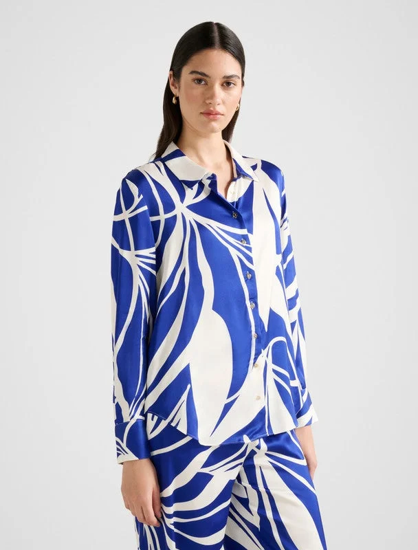 forever new  LYDIA Patterned Satin Oversized Shirt for Women | Best Price UAE