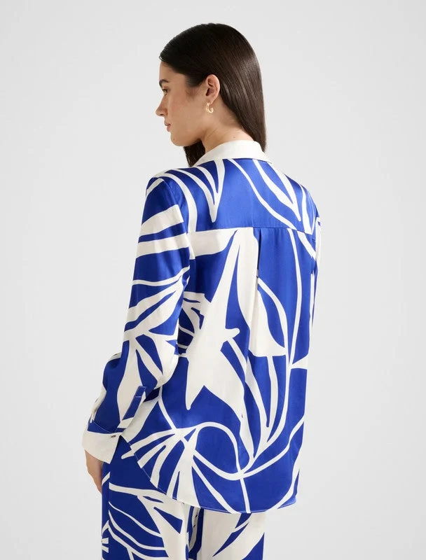 forever new  LYDIA Patterned Satin Oversized Shirt for Women | Best Price UAE