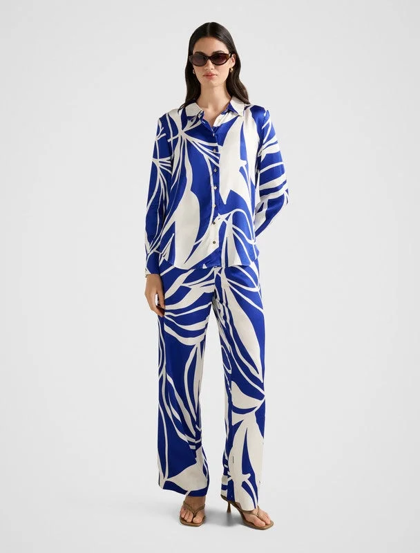 forever new  LYDIA Patterned Satin Oversized Shirt for Women | Best Price UAE