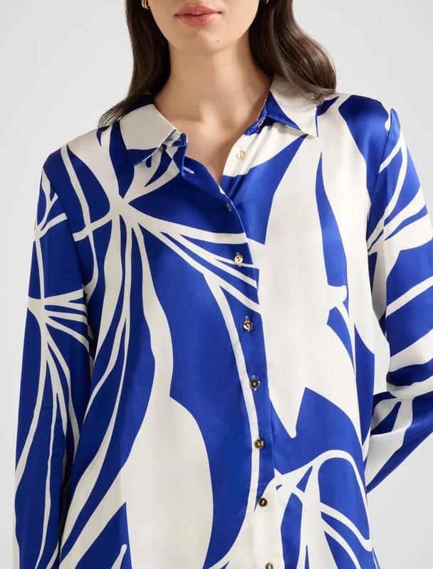 forever new  LYDIA Patterned Satin Oversized Shirt for Women | Best Price UAE