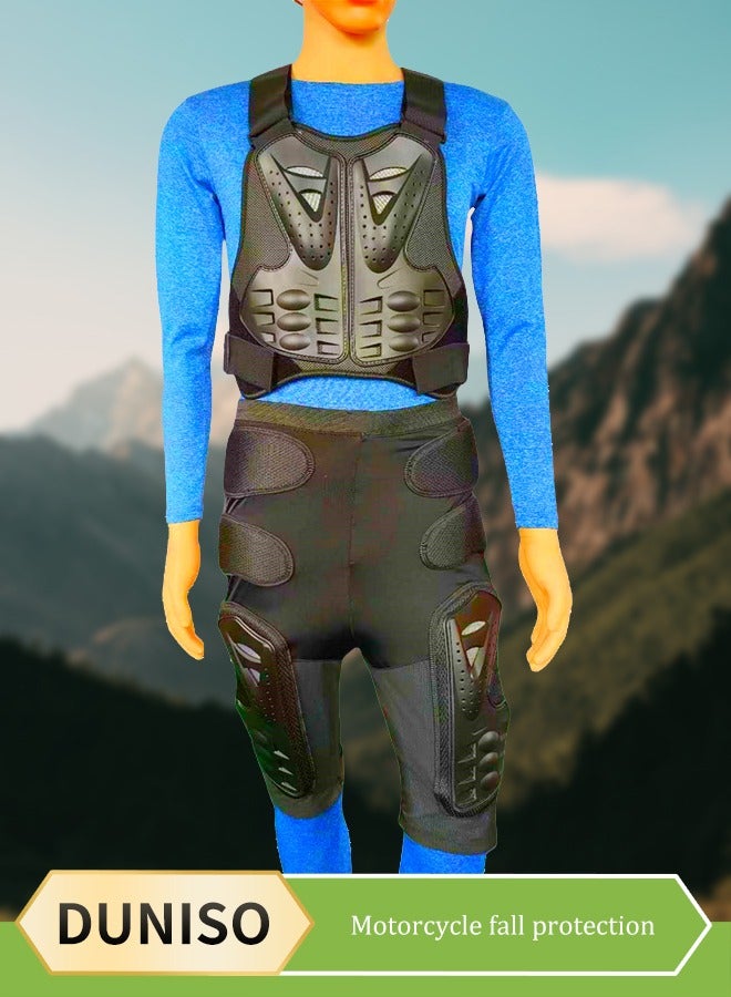 DUNISO 2pcs Motorcycle Protective gear set with Motorcycle Armor Suit and Motorcycle Protective Armor Shorts，Motocross Body Guard Vest Skiing Riding Skating Anti-Fall Vest Protective Gear， Hip Leg Protection,Motorcycle Anti-impact Shorts - Image 1