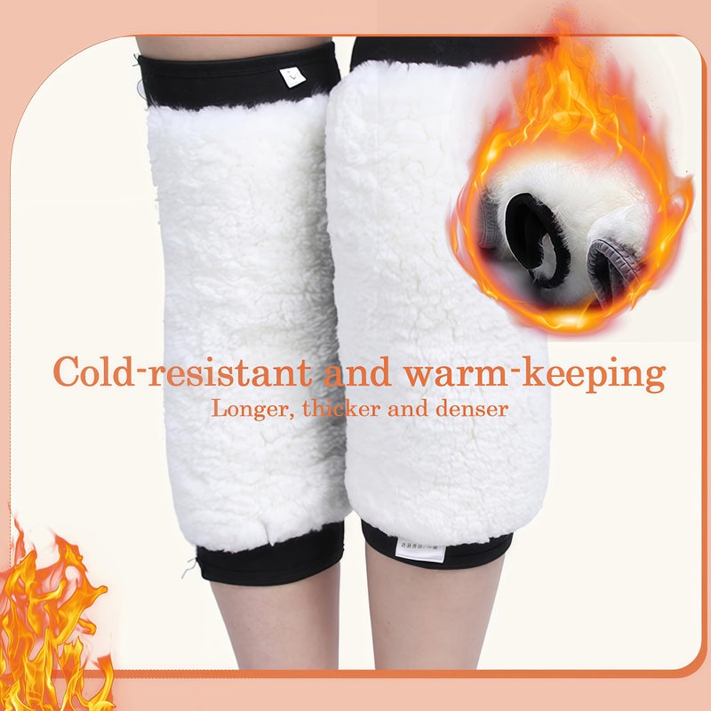 QUUPY 1 Pair Unisex Thicken and Lengthen Knee Pads Winter Warmth and Velvet Knee Pads Thermal Knee Joint Brace Pad Leg Warmer Sleeves Knee Support for Women Men Cold Weather (Black, XL Size) - Image 5