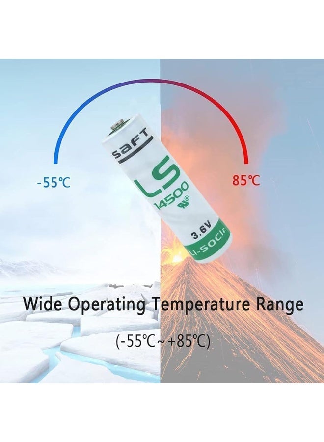 SAFT LS14500 3.6V Lithium Battery 2-Pack — High-Performance Li-SOCl₂ Industrial Power Cells for Meters, Security Systems, and IoT Devices | Long-Life 2600mAh Non-Rechargeable Batteries - Image 2