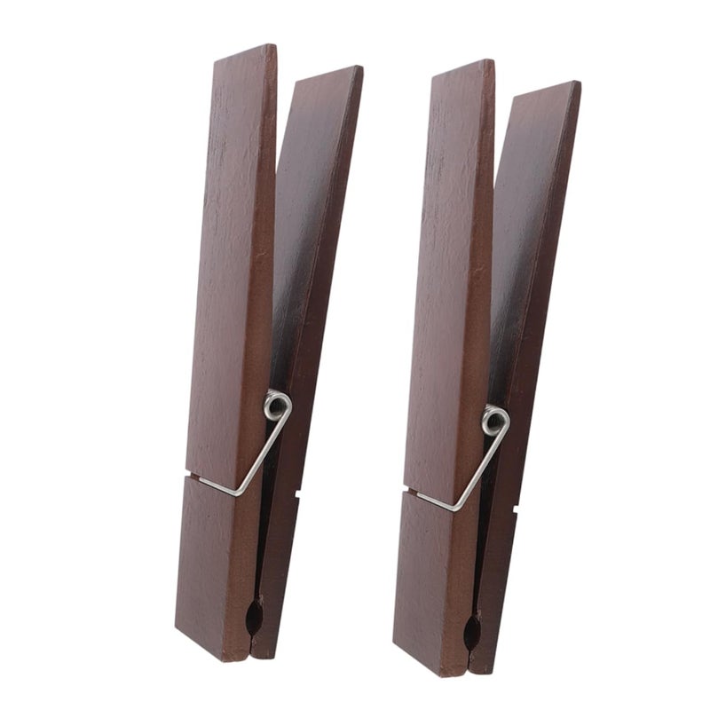 Large Wooden Towel Hooks Set of 2 Jumbo Clothespin Design Easy Installation Bathroom Accessories - Image 2