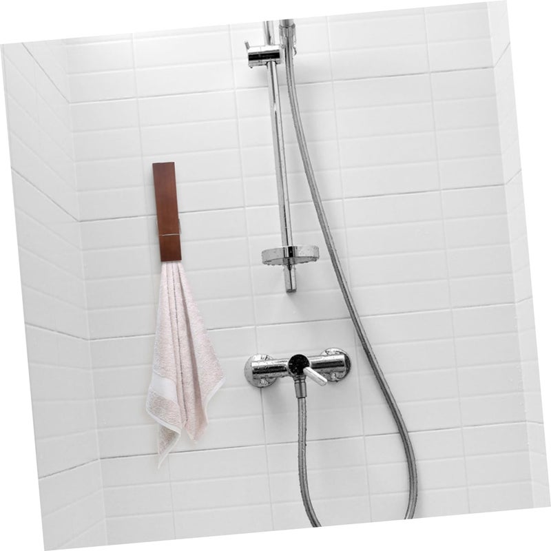 Large Wooden Towel Hooks Set of 2 Jumbo Clothespin Design Easy Installation Bathroom Accessories - Image 5