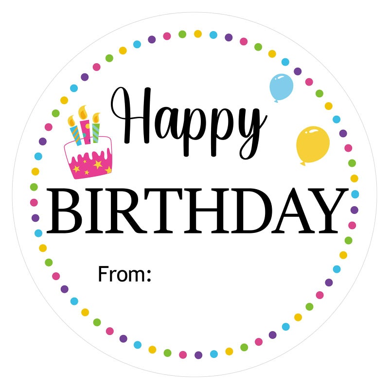 Anwyll Birthday Gift Tags Stickers - 60Pcs 2Inch Happy Birthday Name from Stickers for Kids Adults Personalized Birthday Balloon Sticker Self Adhesive Birthday Seal Label Sticker for Card Envelope - Image 1