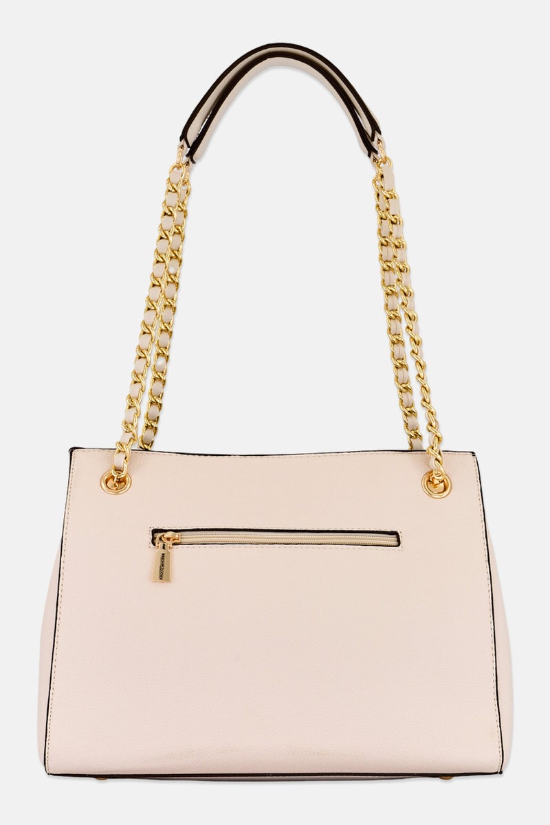 Max Studio Women Signature Emblem Pebble Grain Tote Bag, Ivory - Image 3
