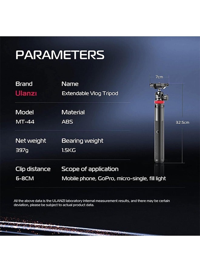 يولانزي حامل ثلاثي القوائم ULANZI MT-44 قابل للتمديد للهاتف، حامل فيديو سيلفي بطول 59 بوصة مع مشبك هاتف 2 في 1، رأس كروي 360 درجة - حامل ثلاثي القوائم لهاتف iPhone وSony وCanon وكاميرا الحركة، خفيف الوزن للسفر - Image 5