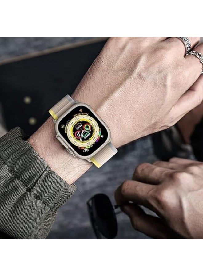 Replacement Nylon Sport Watch Band for Men and Women, Compatible with Apple Watch 49mm 45mm 44mm 42mm Ultra Series 8 7 6 5 4 3 2 1 _Beige and yellow - Image 5