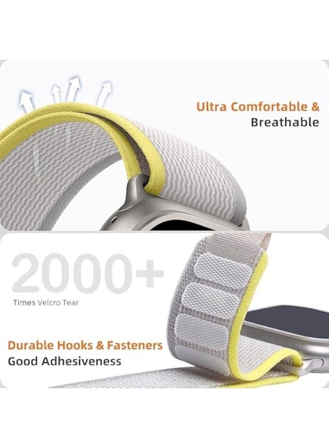 Replacement Nylon Sport Watch Band for Men and Women, Compatible with Apple Watch 49mm 45mm 44mm 42mm Ultra Series 8 7 6 5 4 3 2 1 _Beige and yellow - Image 2