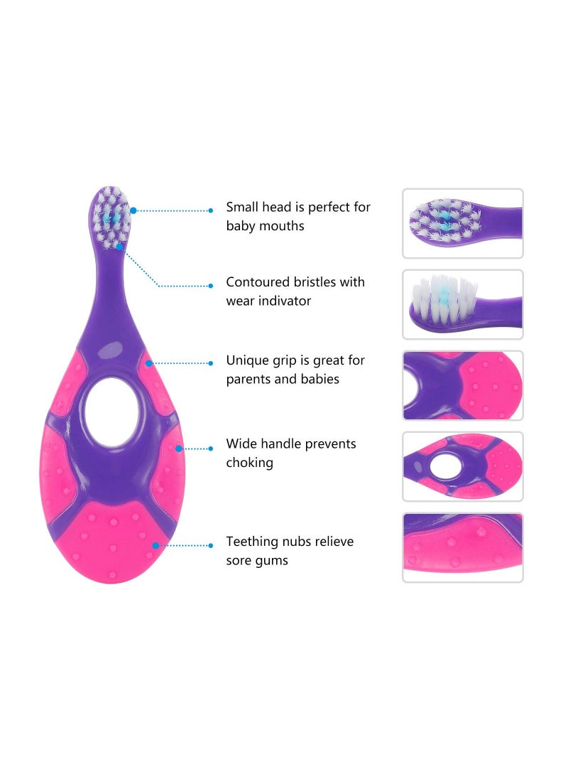 Generic - Baby Toothbrush for Infants & Toddlers 0-2 Years Old  Bonus Fluoride Free Toothpaste Teething Handle Extra Soft Bristles 4 Toothbrushes and 1 Holder Color random - Image 1