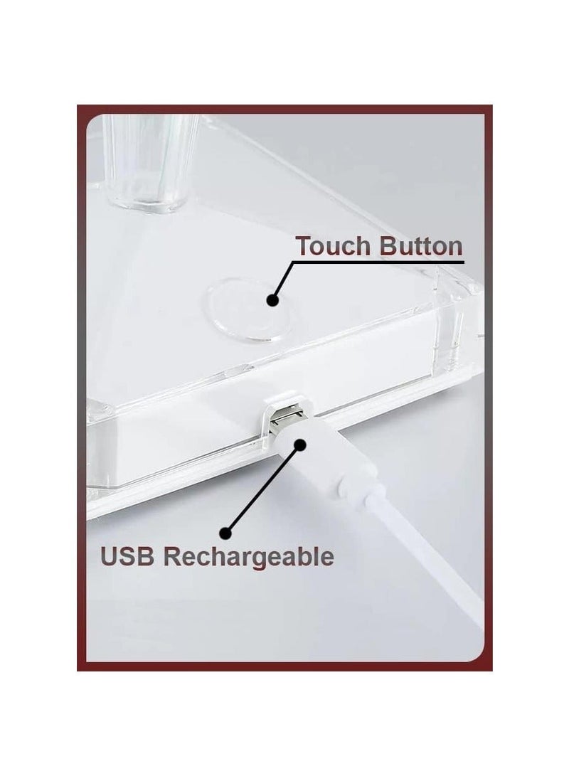 Raxoom Crystal Table Desk Shade Lamp RGB Dimmable Touch Control USB Rechargeable Acrylic Decorative Nightstand Light With Remote For Living Room Bedroom - Image 2